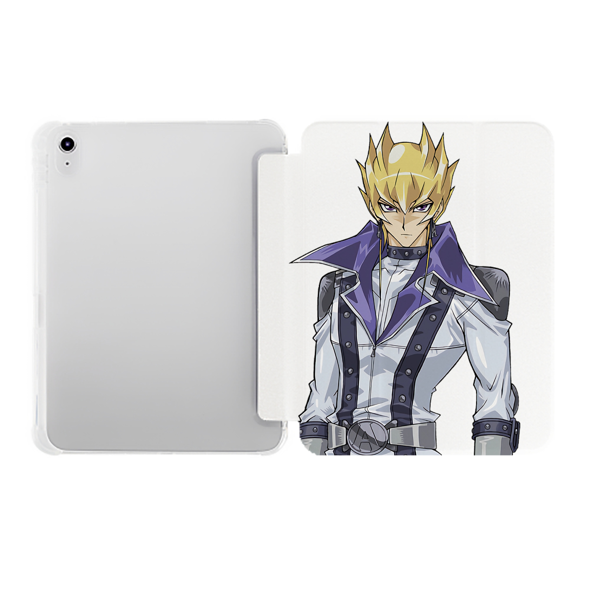 （画像用） 遊☆戯☆王 Yu-Gi-Oh! IPad ケース ペン収納付き 三つ折りスタンド PUレザー×シリコン 対応機種9.5/10.5/10.9インチ